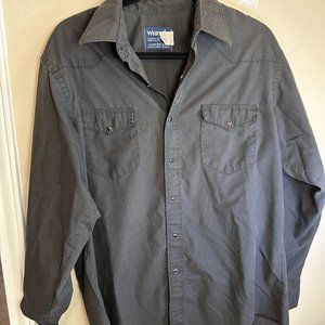 Vintage Black Pearl Snap Button Down Shirt Western Long Sleeve Mens